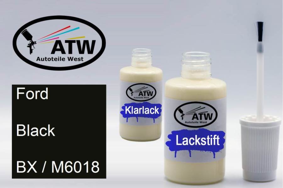 Ford, Black, BX / M6018: 20ml Lackstift + 20ml Klarlack - Set, von ATW Autoteile West.